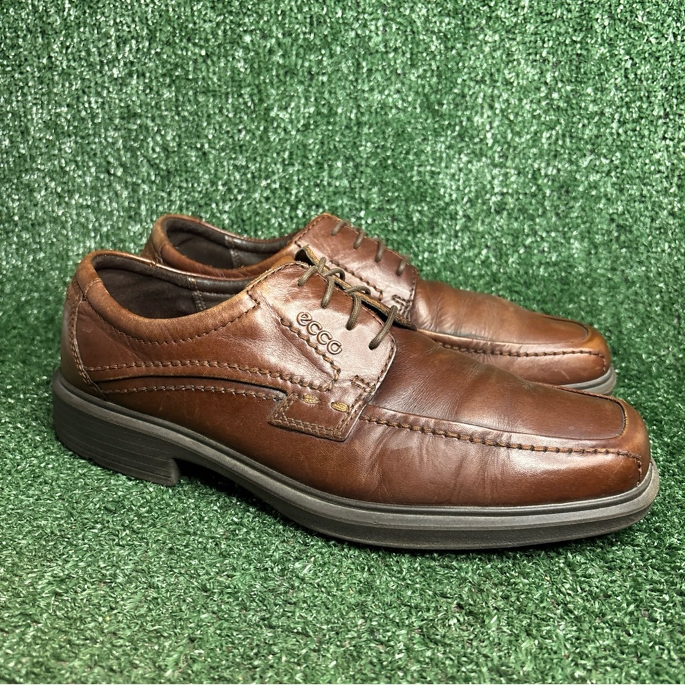 ECCO Men’s Brown Leather Lace Up Shoes Helsinki Comfort Bike Toe Mens 43 / 9-9.5